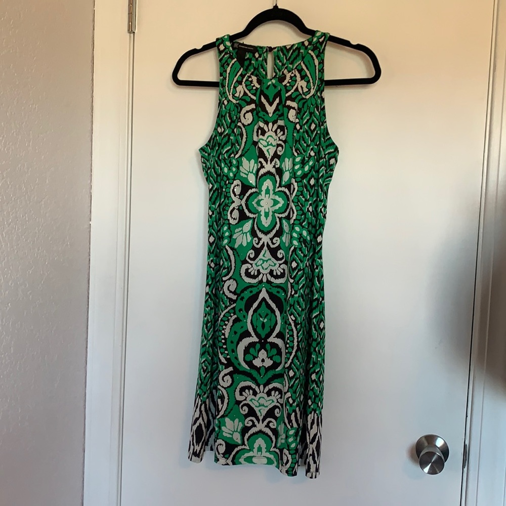 INC green printed dress